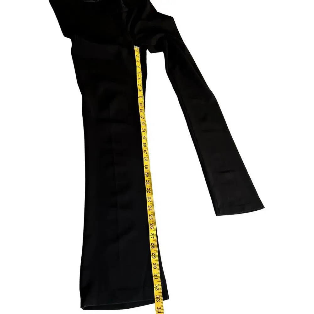PDK Pants Womens Size W34 Black Pockets Belted Loops Low-Rise Wide-Leg Business